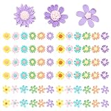 PandaHall Cabujones de flores de 18 estilos, 72 cabujones de resina de mini pétalos,...