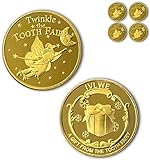 IVLWE Moneda de hada de dientes [4 unidades] moneda dorada para niÃ±os perdidos de dientes...