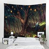 Fantasy tree background cloth decoration tapestry curtain wall covering Nordic bohemian...